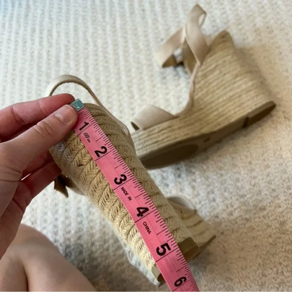 Lulu’s Beachy Dreams Natural Suede Espadrille Wedges Heels Size 7.5 - Picture 13 of 14
